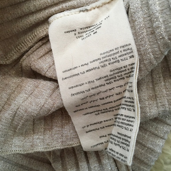 Odd Molly glitzy turtleneck fitted top beige gold size M - Picture 5 of 5